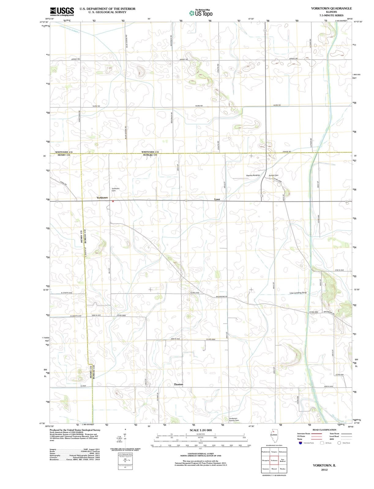 2012 Yorktown, IL - Illinois - USGS Topographic Map