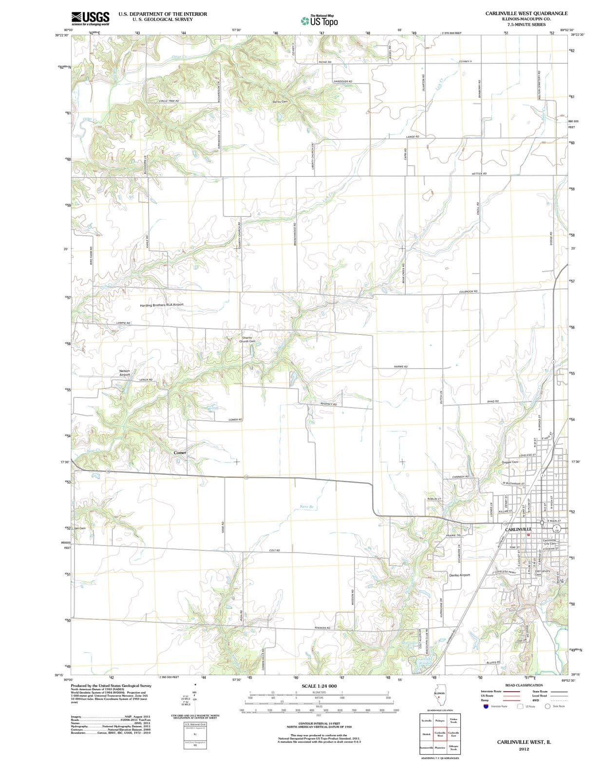 2012 Carlinville West, IL - Illinois - USGS Topographic Map