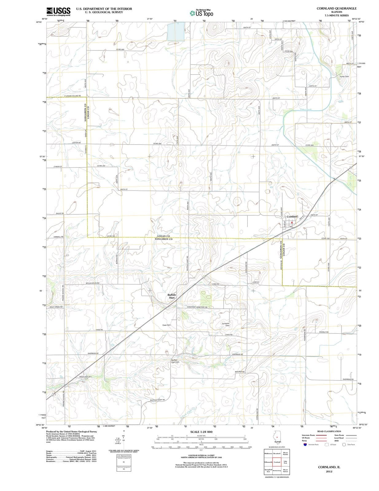 2012 Cornland, IL - Illinois - USGS Topographic Map