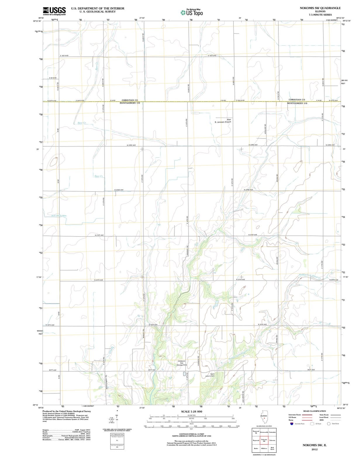2012 Nokomis, IL - Illinois - USGS Topographic Map