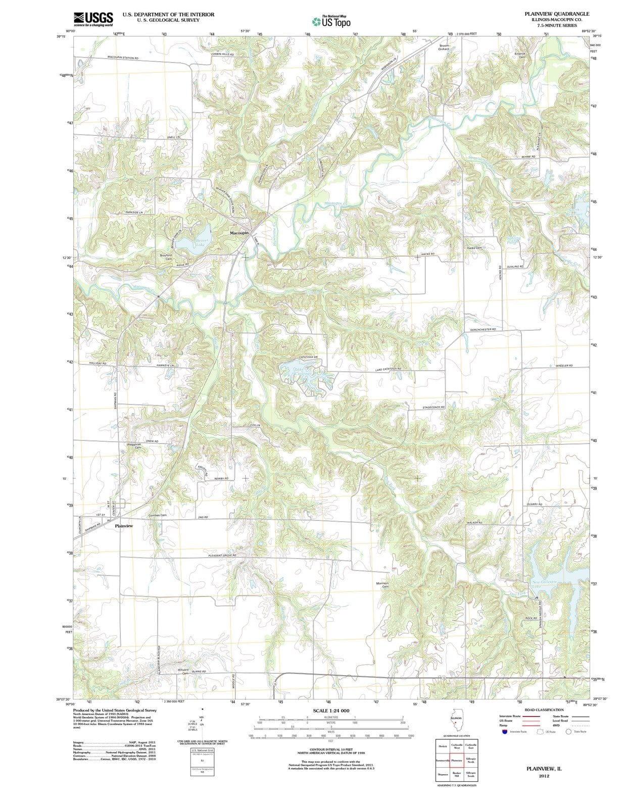 2012 Plainview, IL - Illinois - USGS Topographic Map