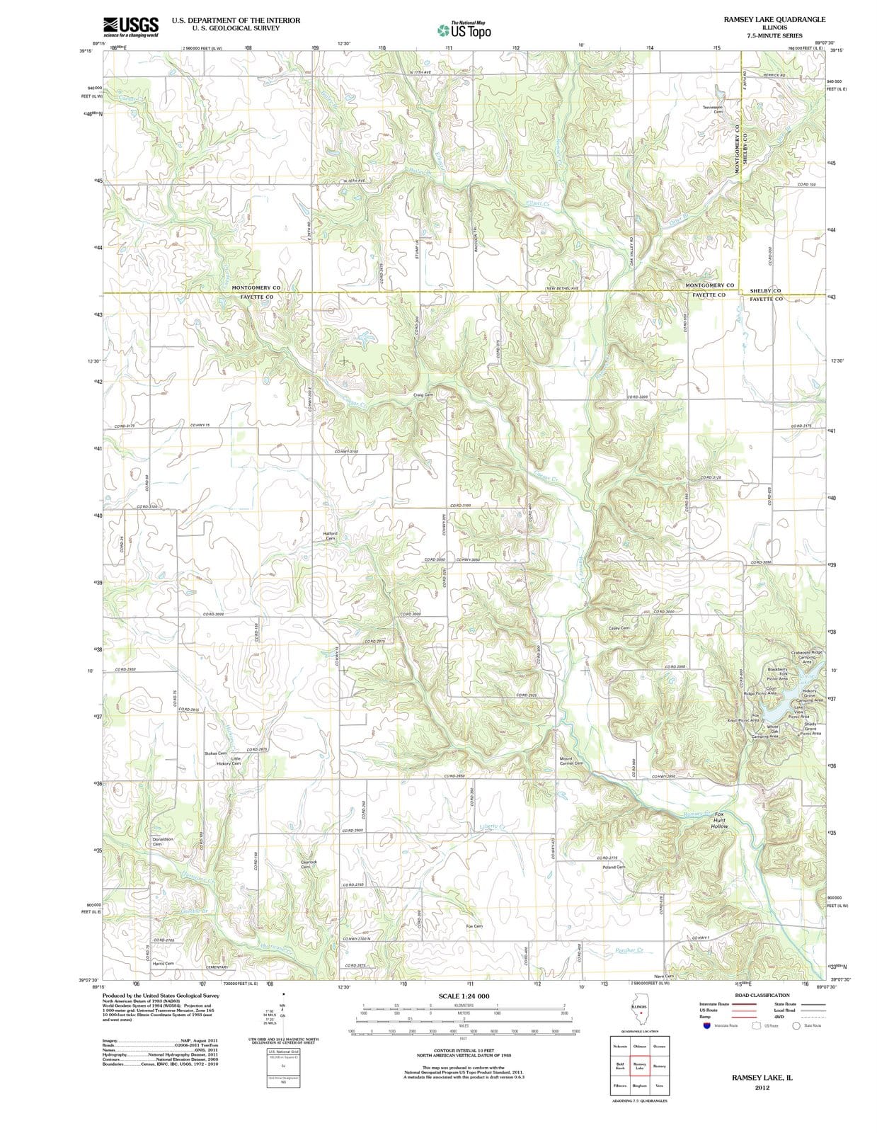 2012 Ramsey Lake, IL - Illinois - USGS Topographic Map