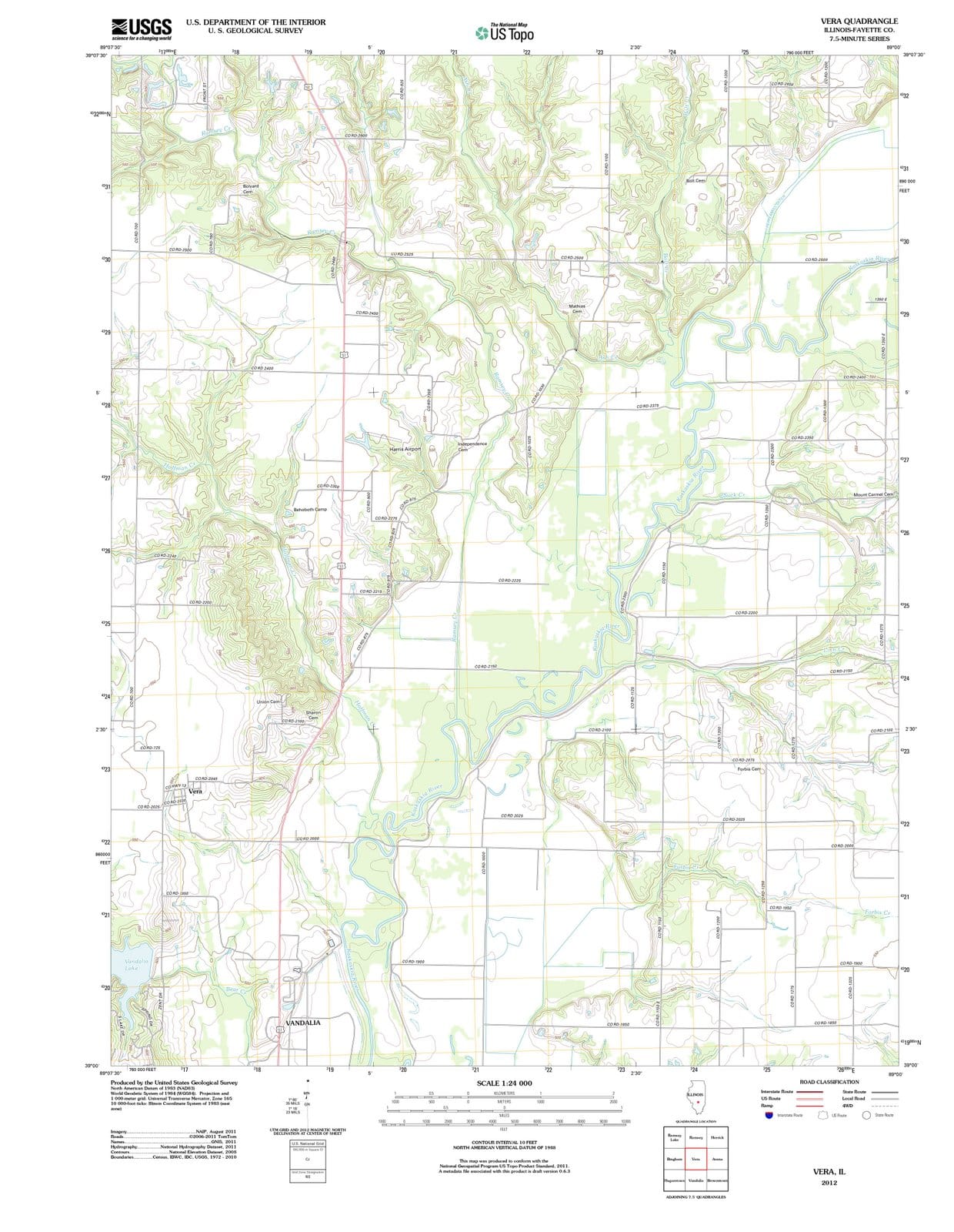 2012 Vera, IL - Illinois - USGS Topographic Map