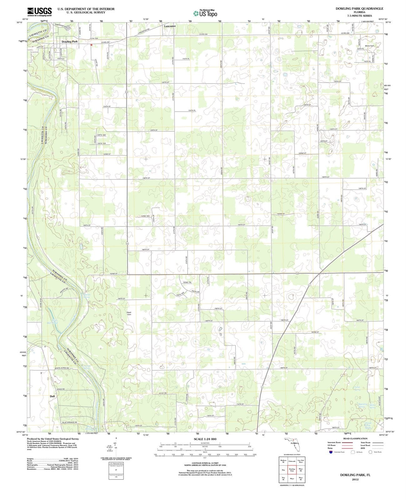2012 Dowling Park, FL - Florida - USGS Topographic Map