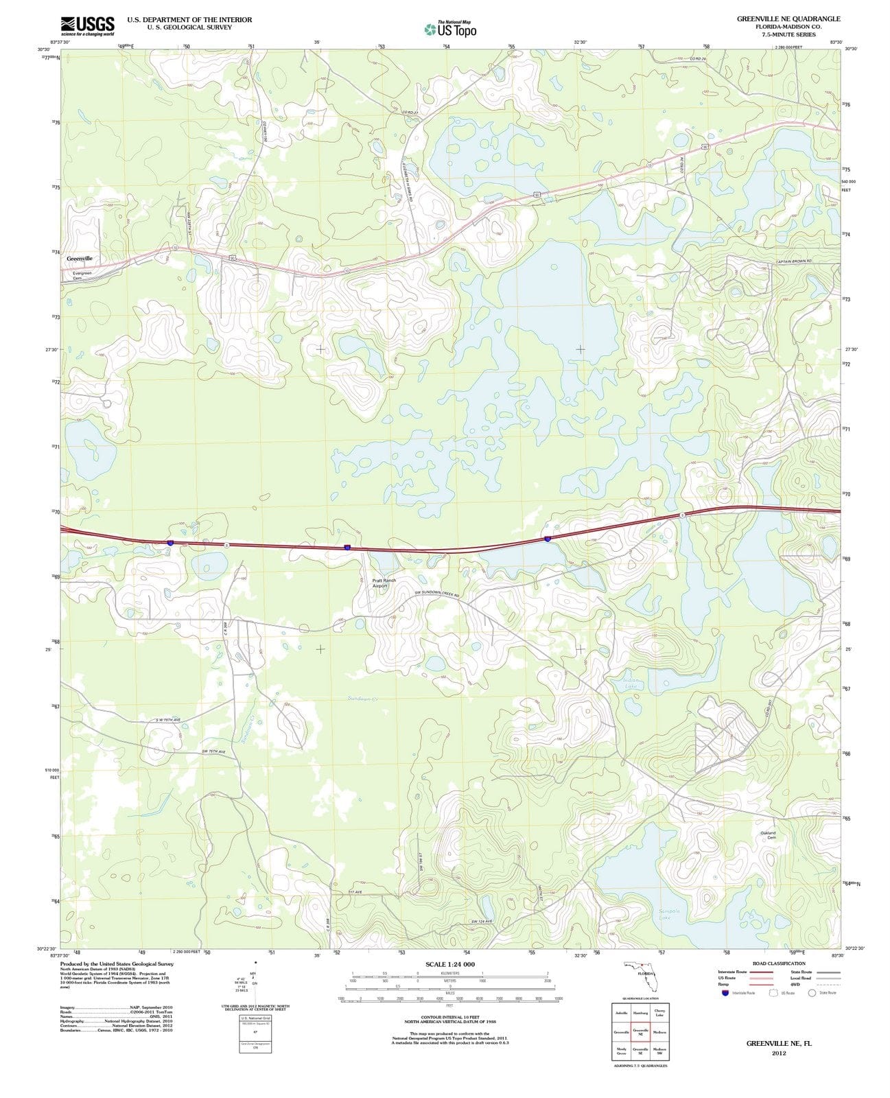 2012 Greenville, FL - Florida - USGS Topographic Map v2