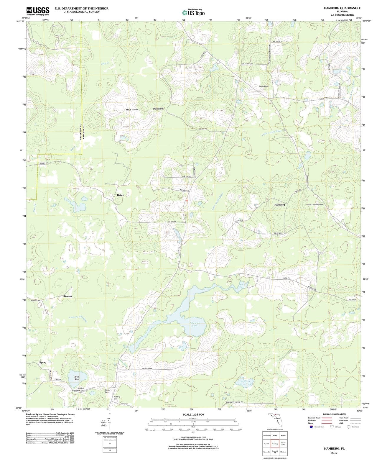 2012 Hamburg, FL - Florida - USGS Topographic Map