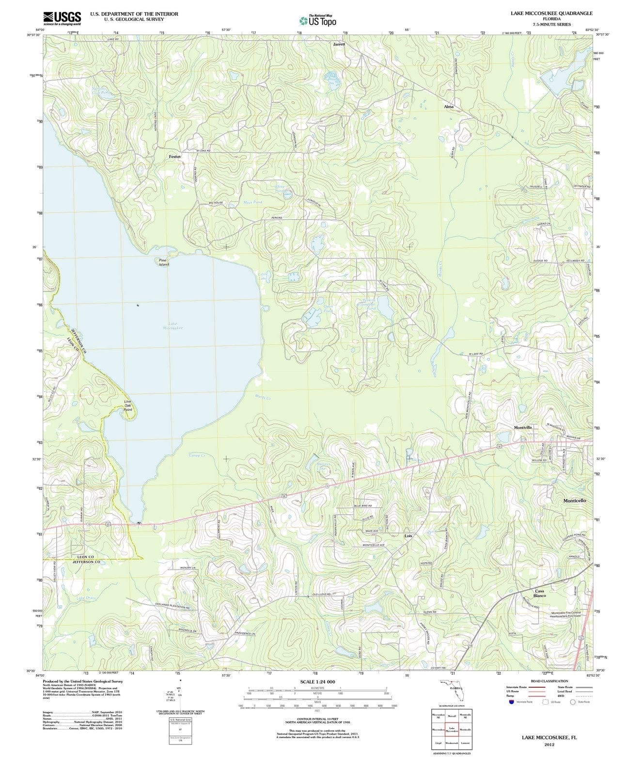 2012 Lake Miccosukee, FL - Florida - USGS Topographic Map