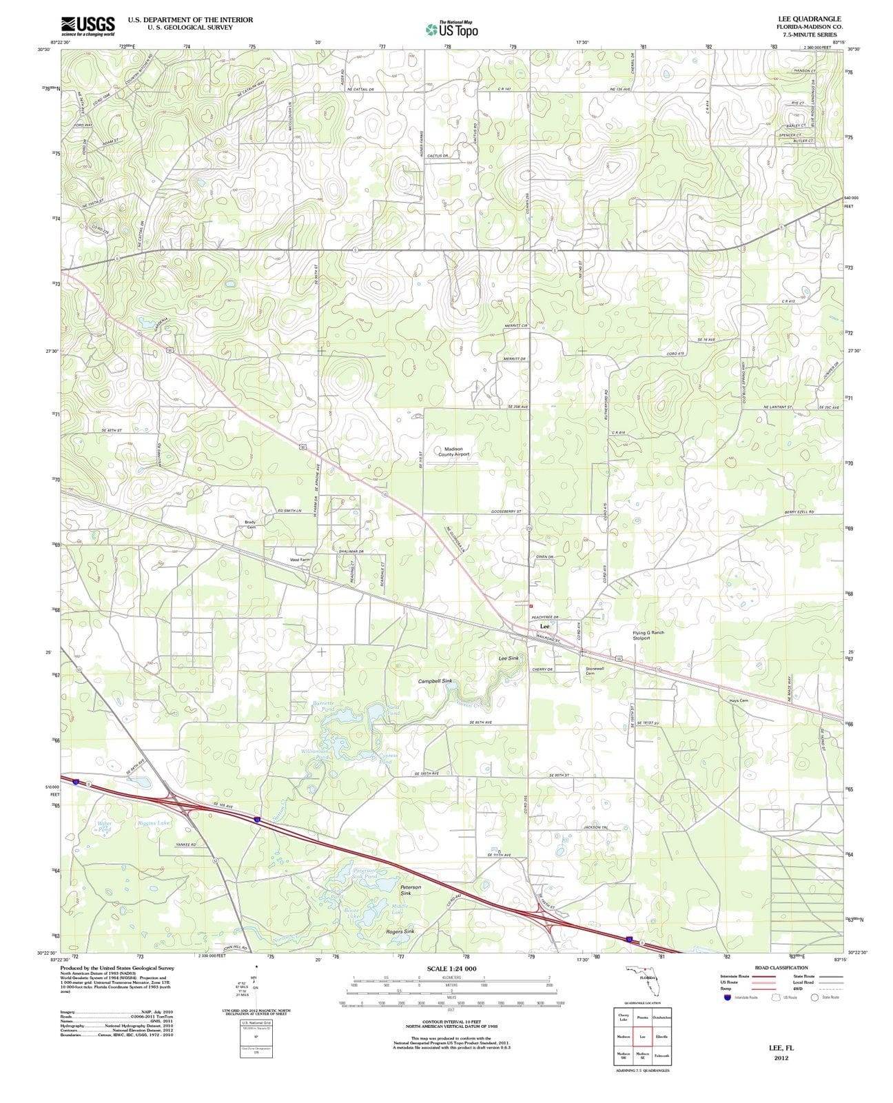2012 Lee, FL - Florida - USGS Topographic Map