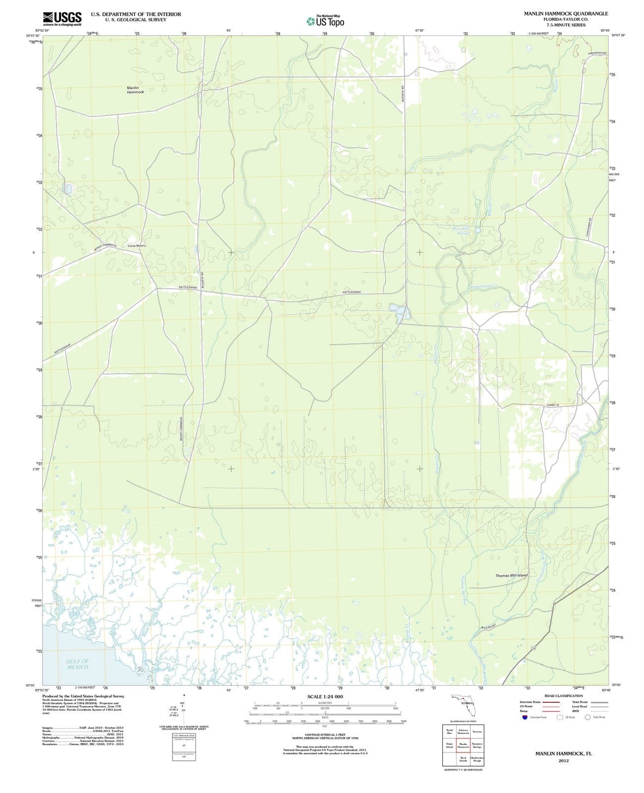 2012 Manlin Hammock, FL - Florida - USGS Topographic Map