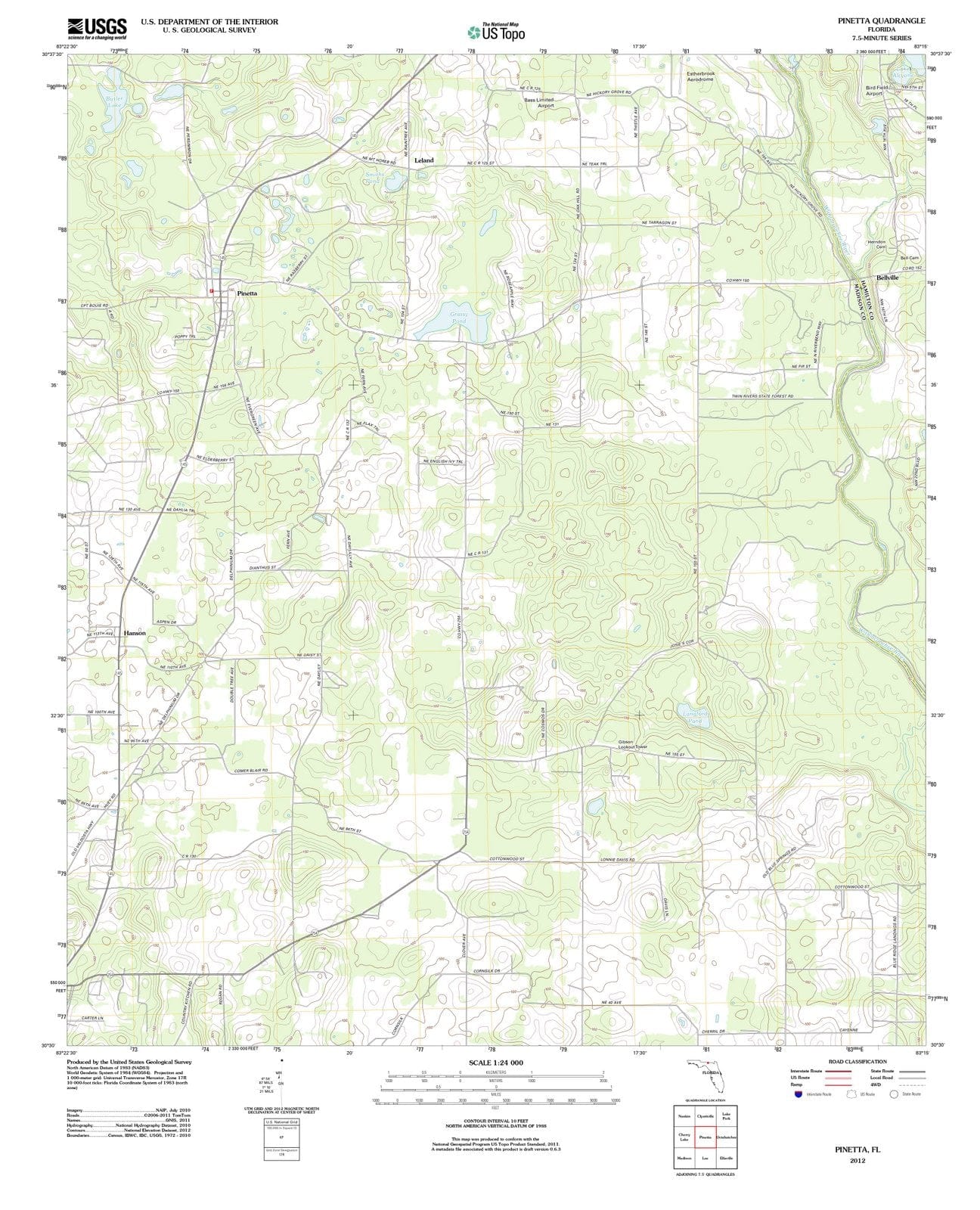 2012 Pinetta, FL - Florida - USGS Topographic Map