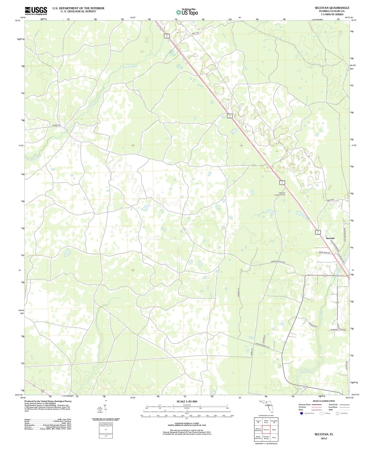 2012 Secotan, FL - Florida - USGS Topographic Map