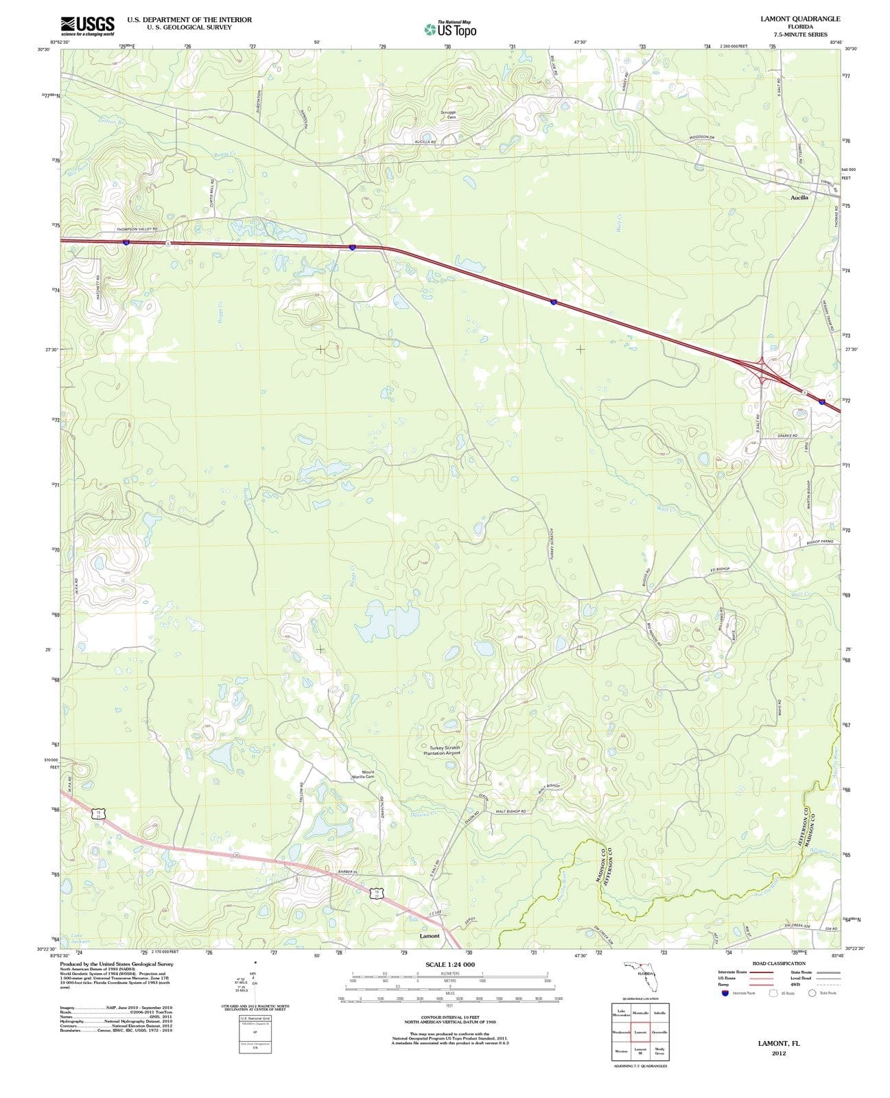 2012 Lamont, FL - Florida - USGS Topographic Map v2