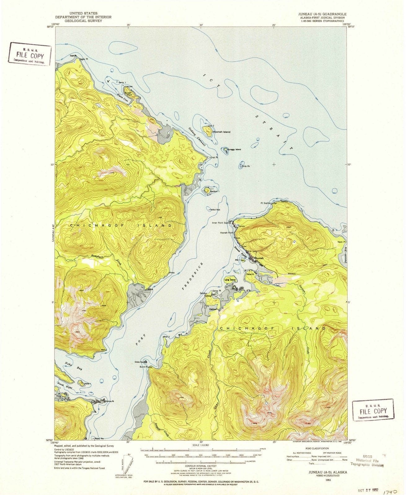 1951 Juneau, AK - Alaska - USGS Topographic Map