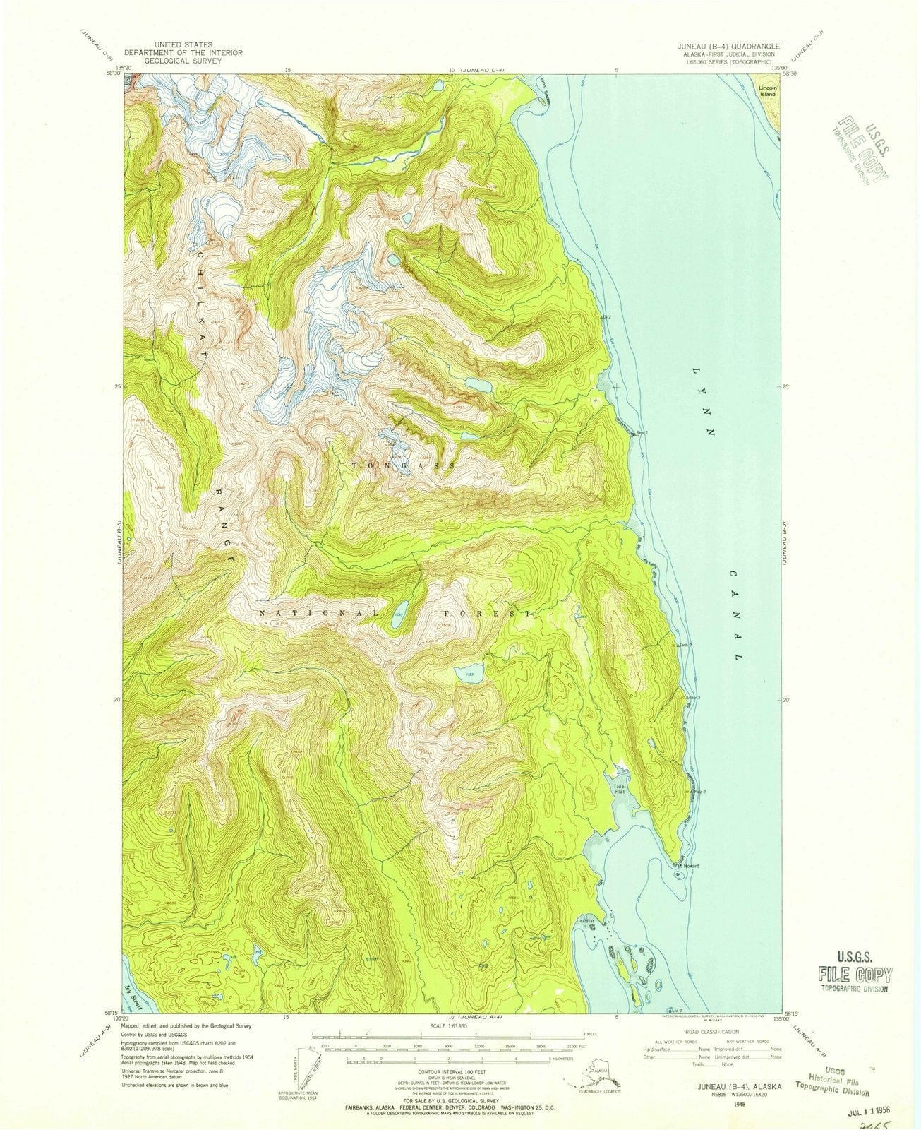 1948 Juneau, AK - Alaska - USGS Topographic Map v3