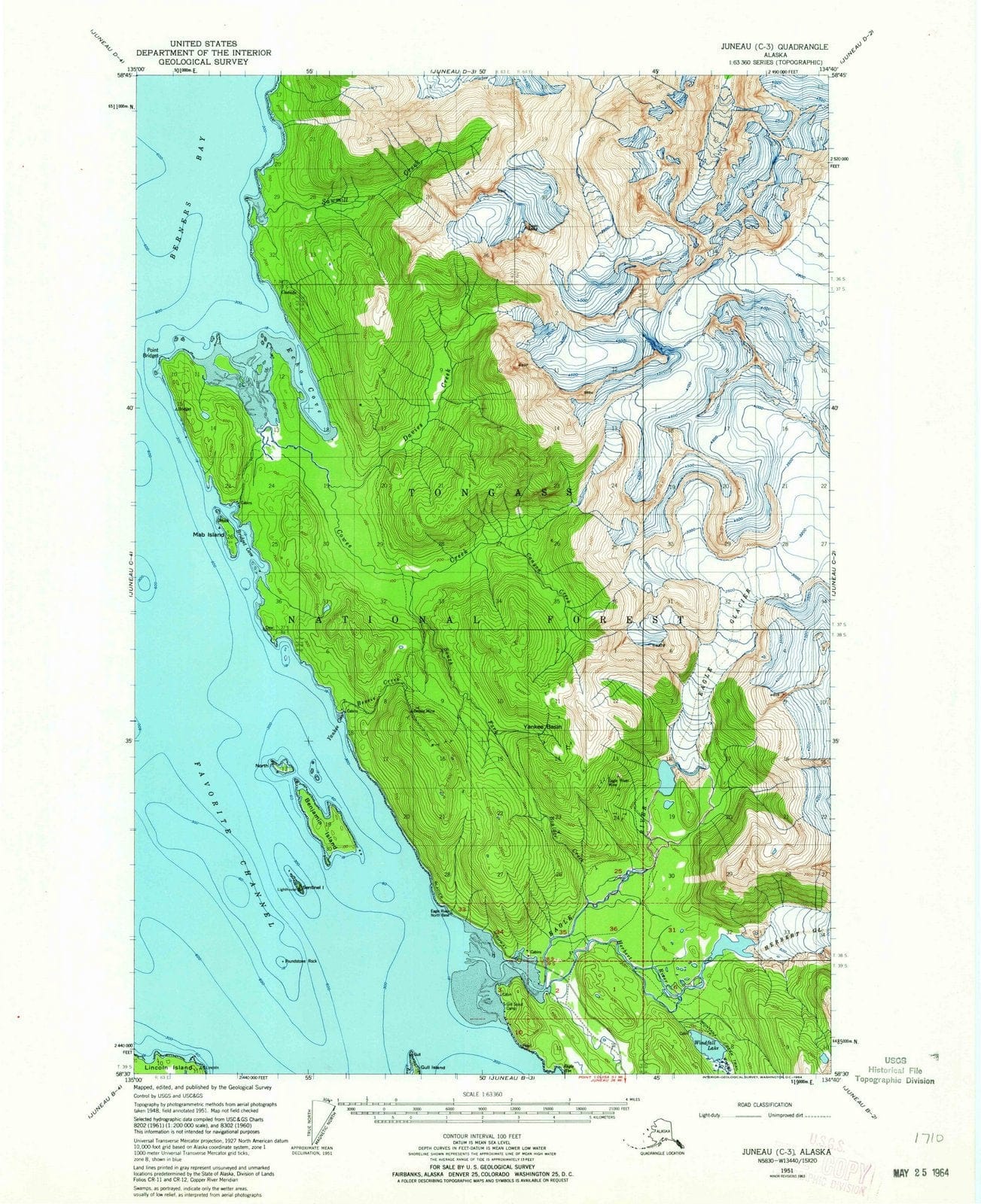 1951 Juneau and, AK - Alaska - USGS Topographic Map v3