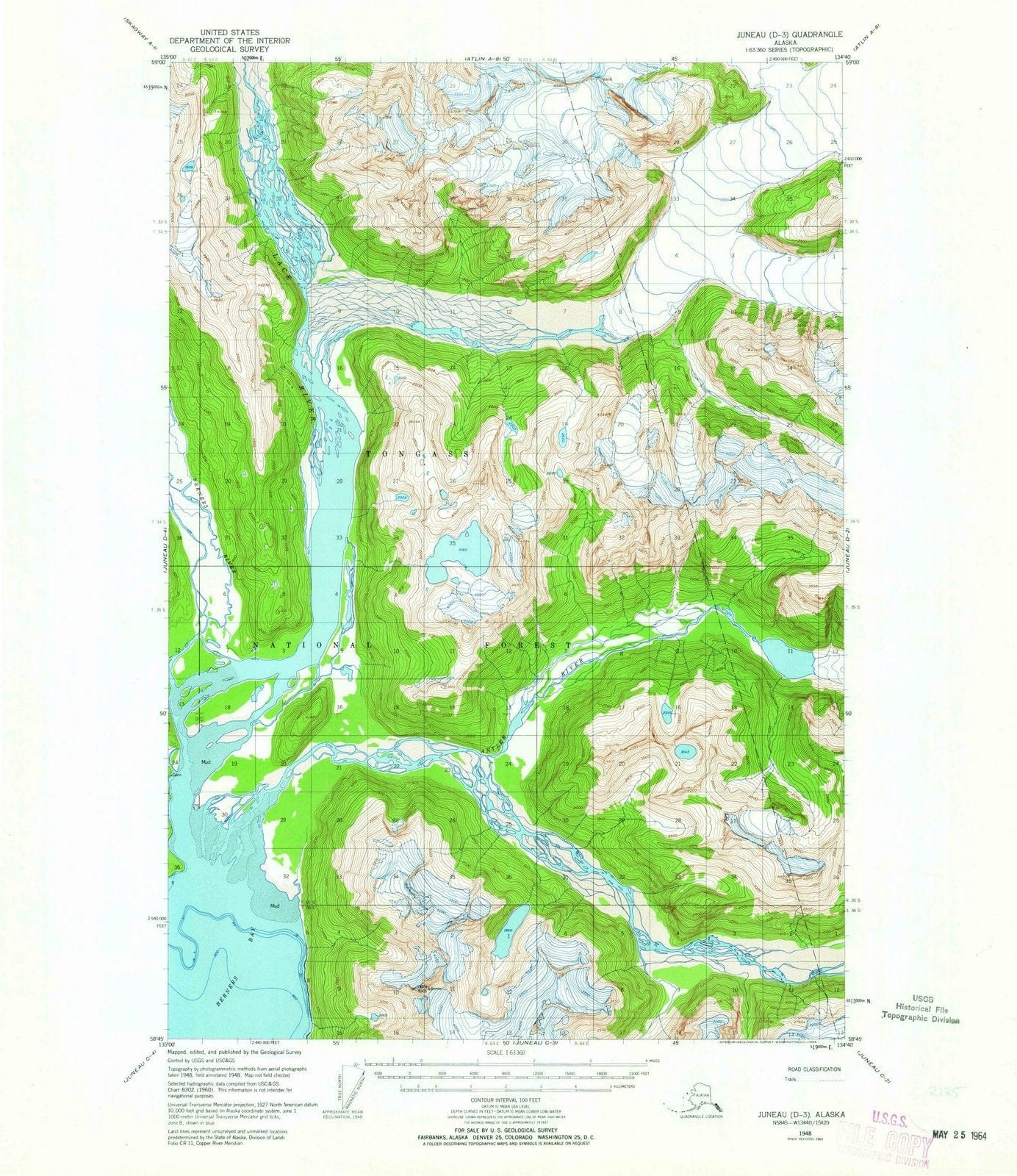 1948 Juneau and, AK - Alaska - USGS Topographic Map v4