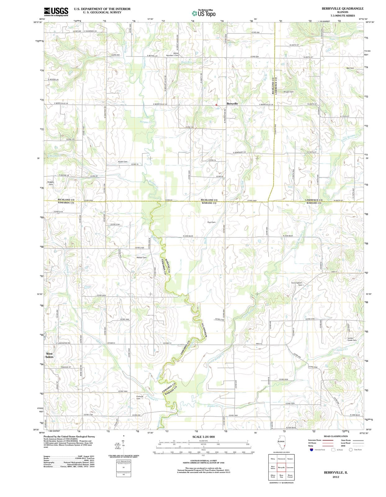 2012 Berryville, IL - Illinois - USGS Topographic Map