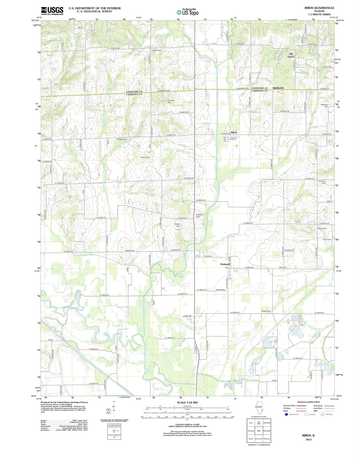 2012 Birds, IL - Illinois - USGS Topographic Map