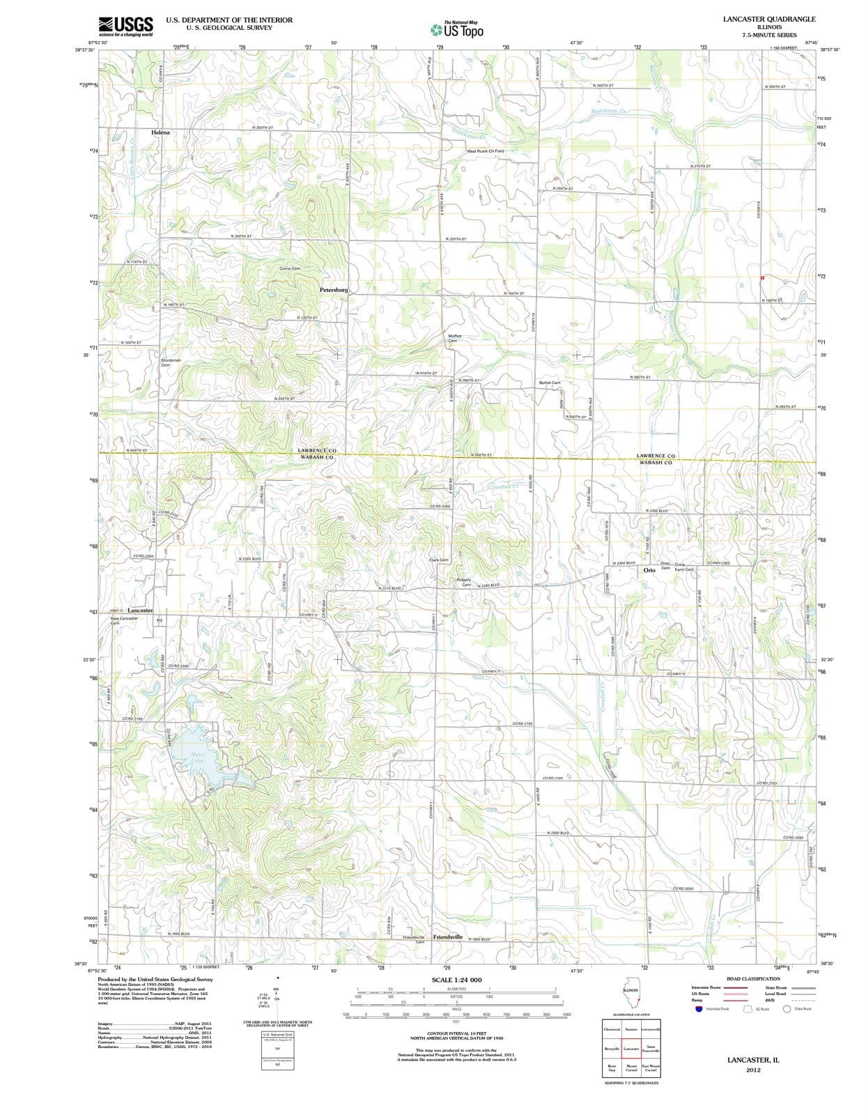 2012 Lancaster, IL - Illinois - USGS Topographic Map