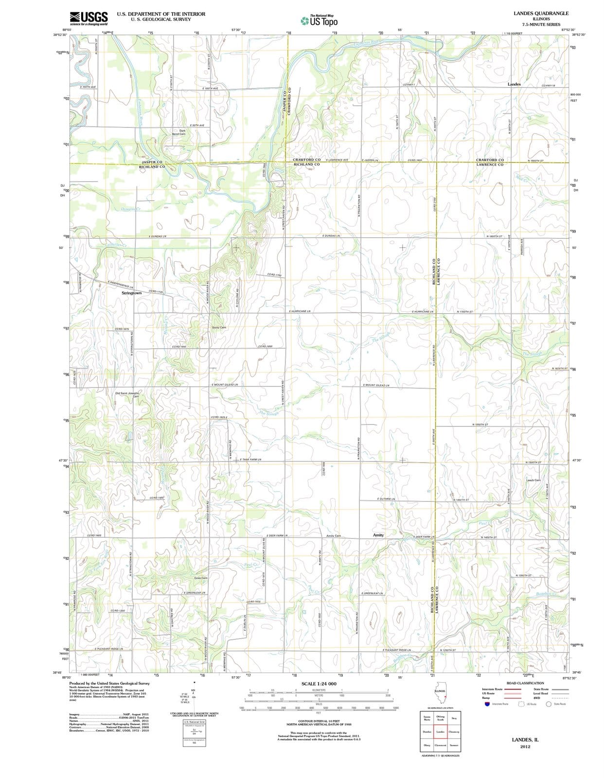 2012 Landes, IL - Illinois - USGS Topographic Map