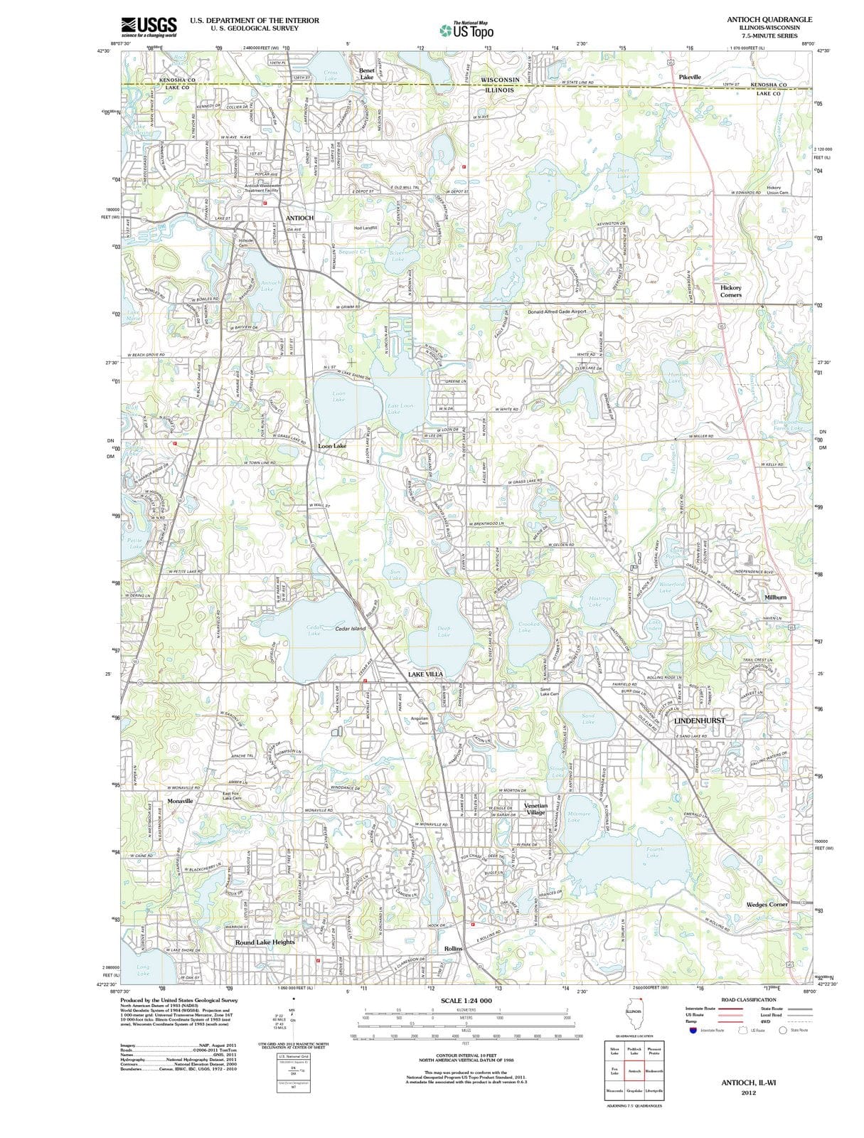 2012 Antioch, IL - Illinois - USGS Topographic Map