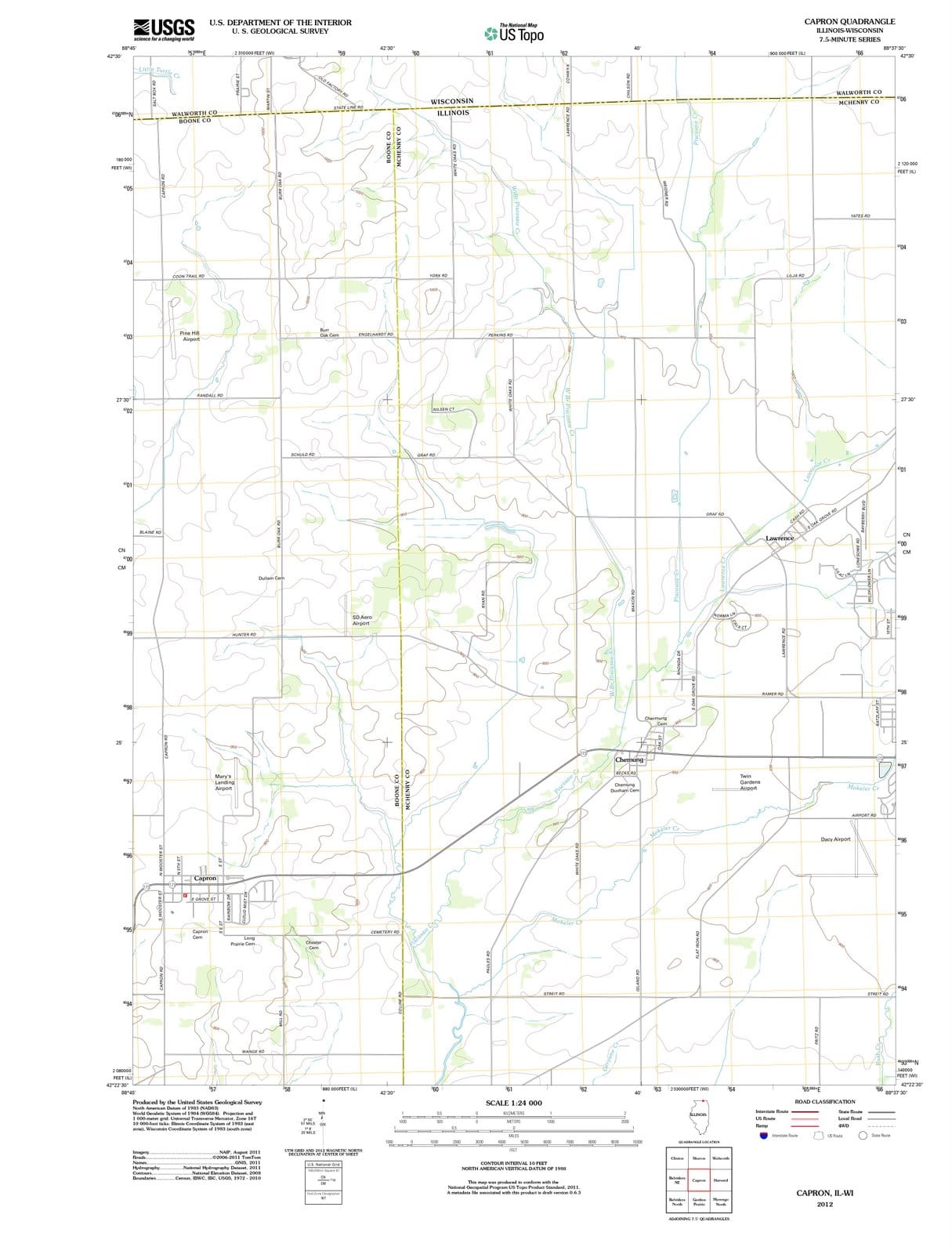 2012 Capron, IL - Illinois - USGS Topographic Map