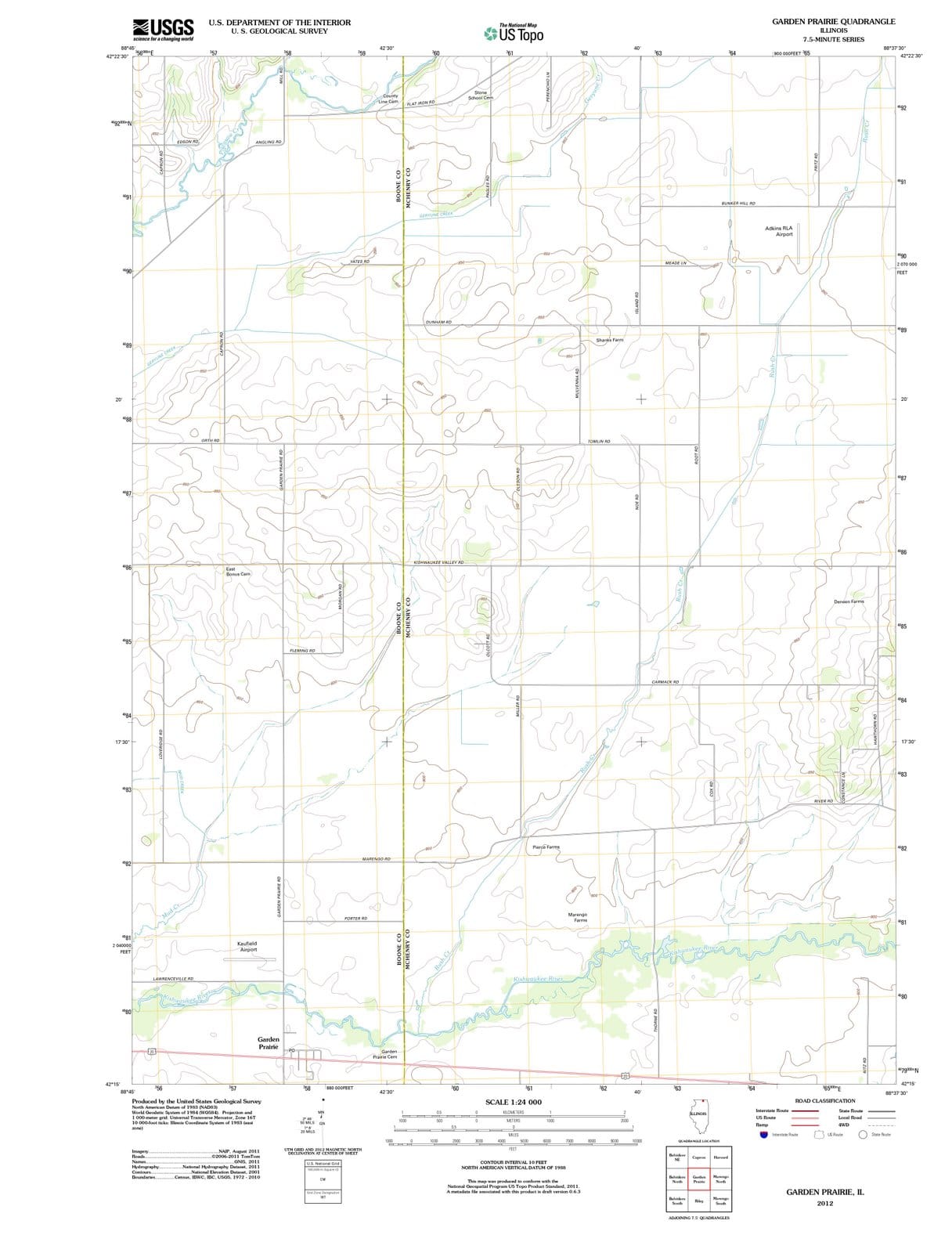 2012 Garden Prairie, IL - Illinois - USGS Topographic Map