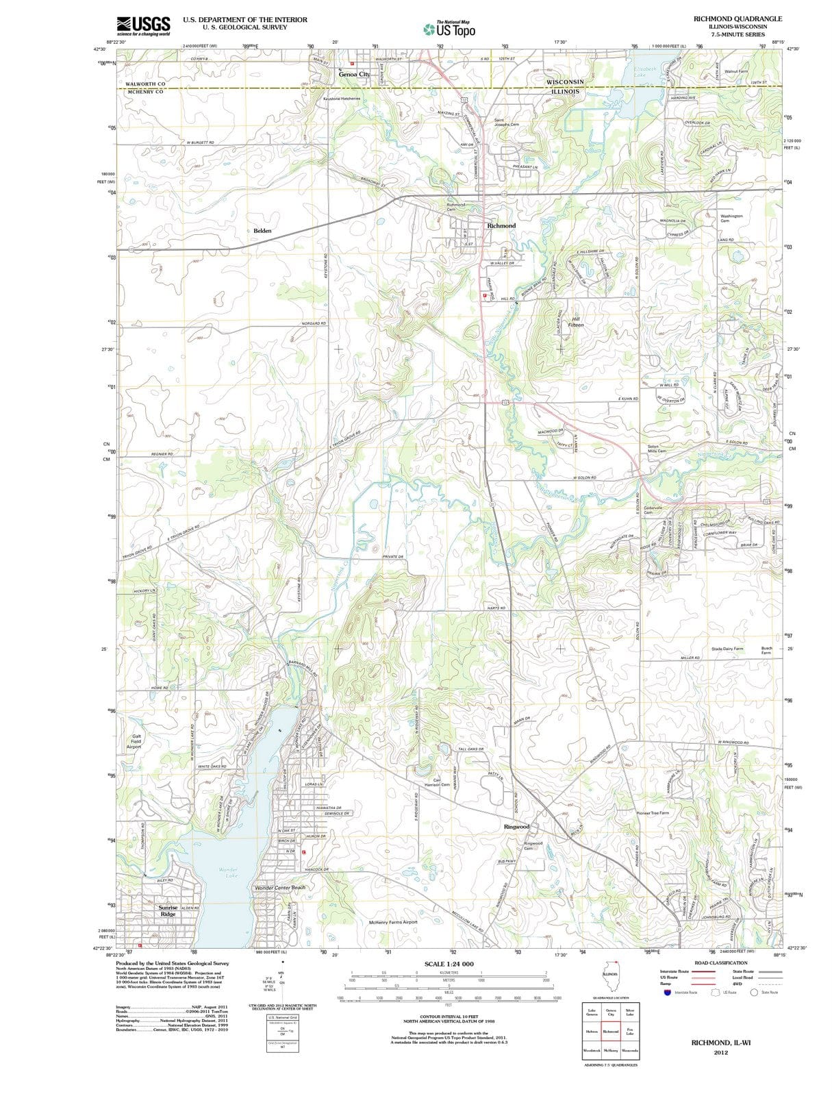 2012 Richmond, IL - Illinois - USGS Topographic Map