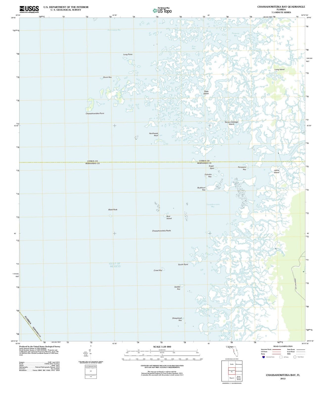 2012 Chassahowitzka Bay, FL - Florida - USGS Topographic Map