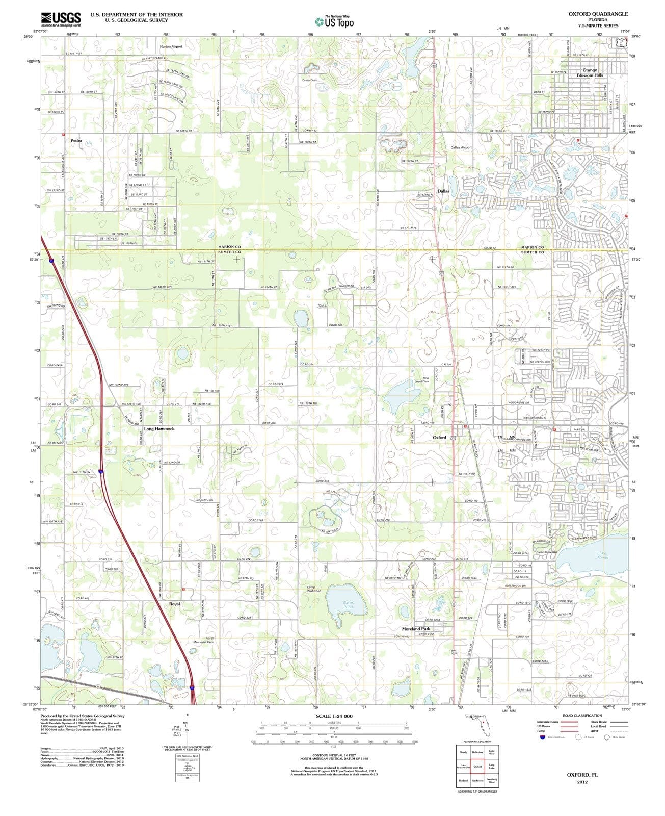 2012 Oxford, FL - Florida - USGS Topographic Map