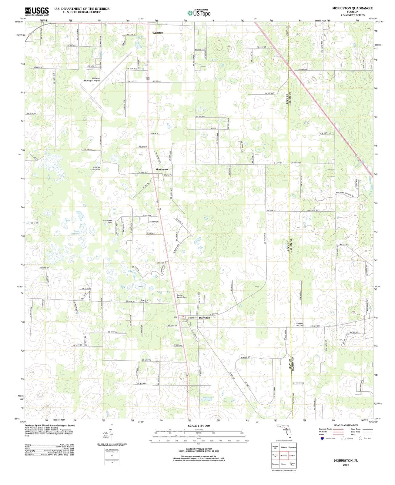 2012 Morriston, FL - Florida - USGS Topographic Map
