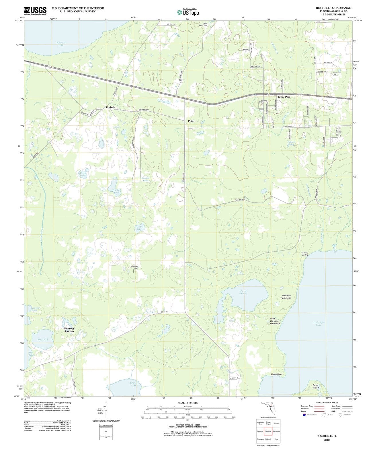 2012 Rochelle, FL - Florida - USGS Topographic Map