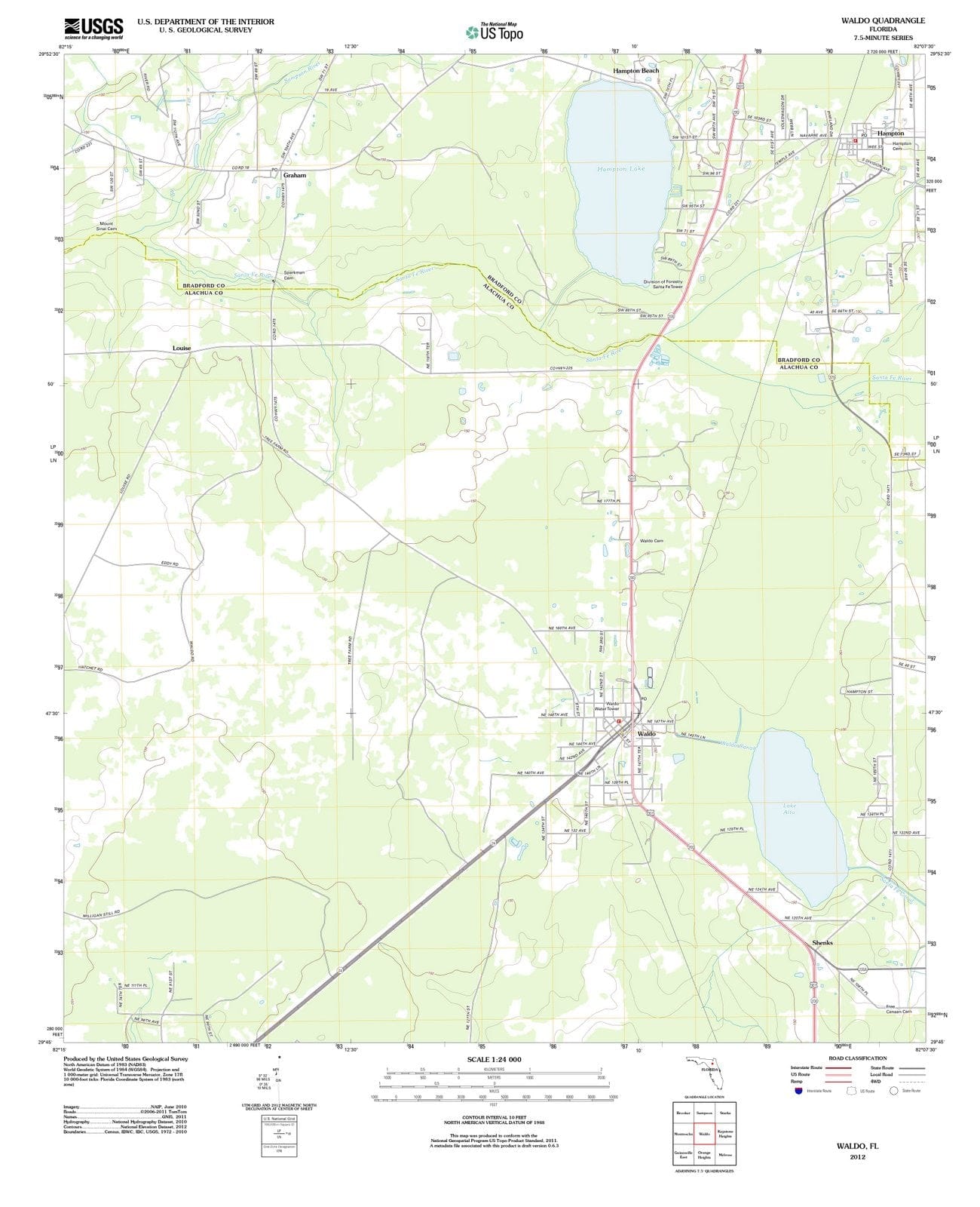 2012 Waldo, FL - Florida - USGS Topographic Map