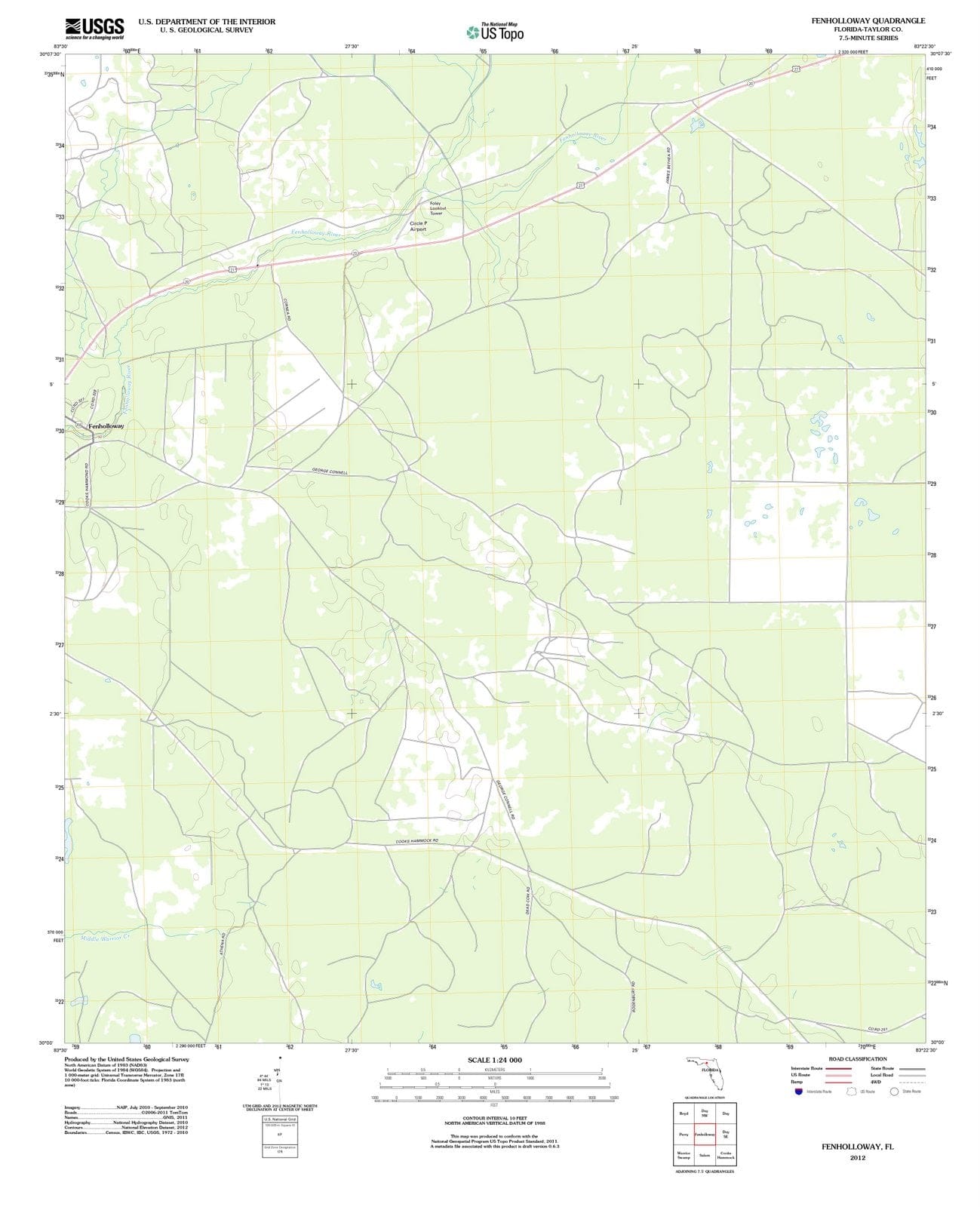 2012 Fenholloway, FL - Florida - USGS Topographic Map