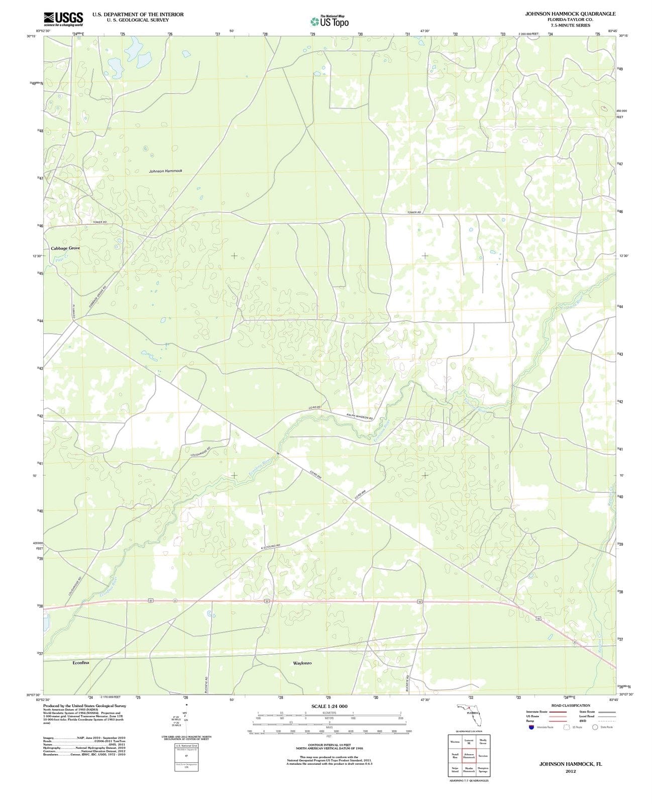 2012 Johnson Hammock, FL - Florida - USGS Topographic Map
