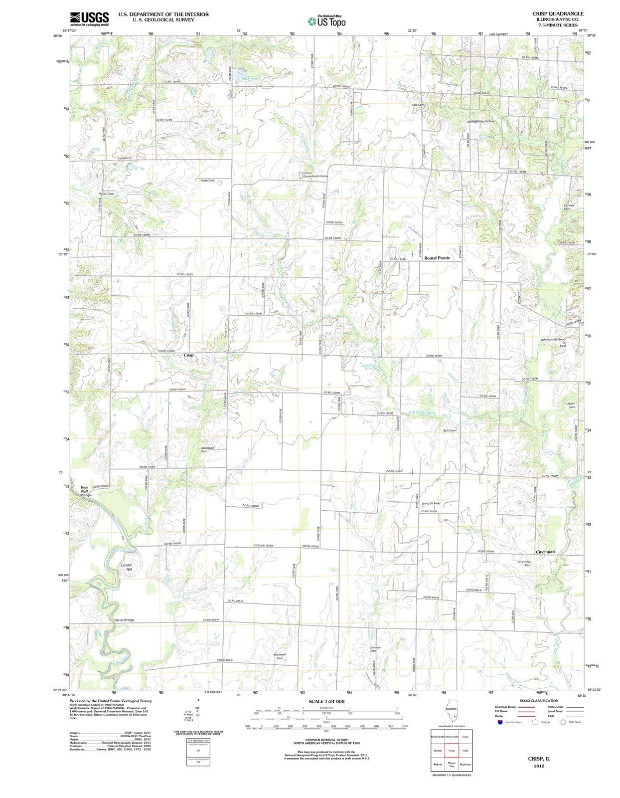 2012 Crisp, IL - Illinois - USGS Topographic Map