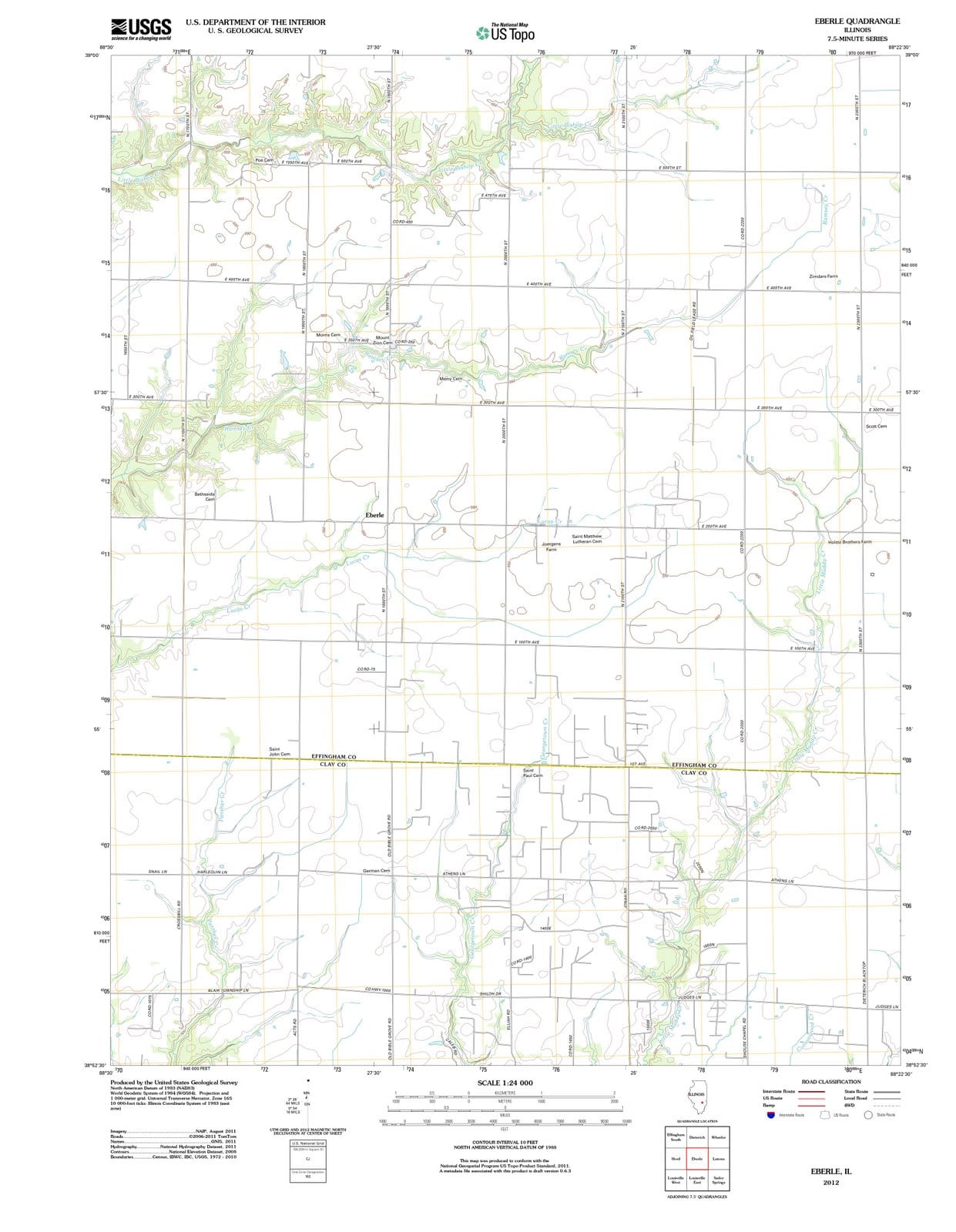 2012 Eberle, IL - Illinois - USGS Topographic Map