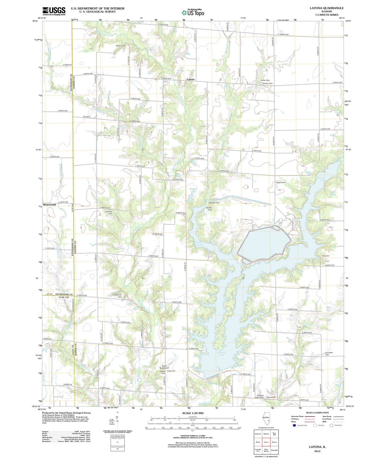 2012 Latona, IL - Illinois - USGS Topographic Map