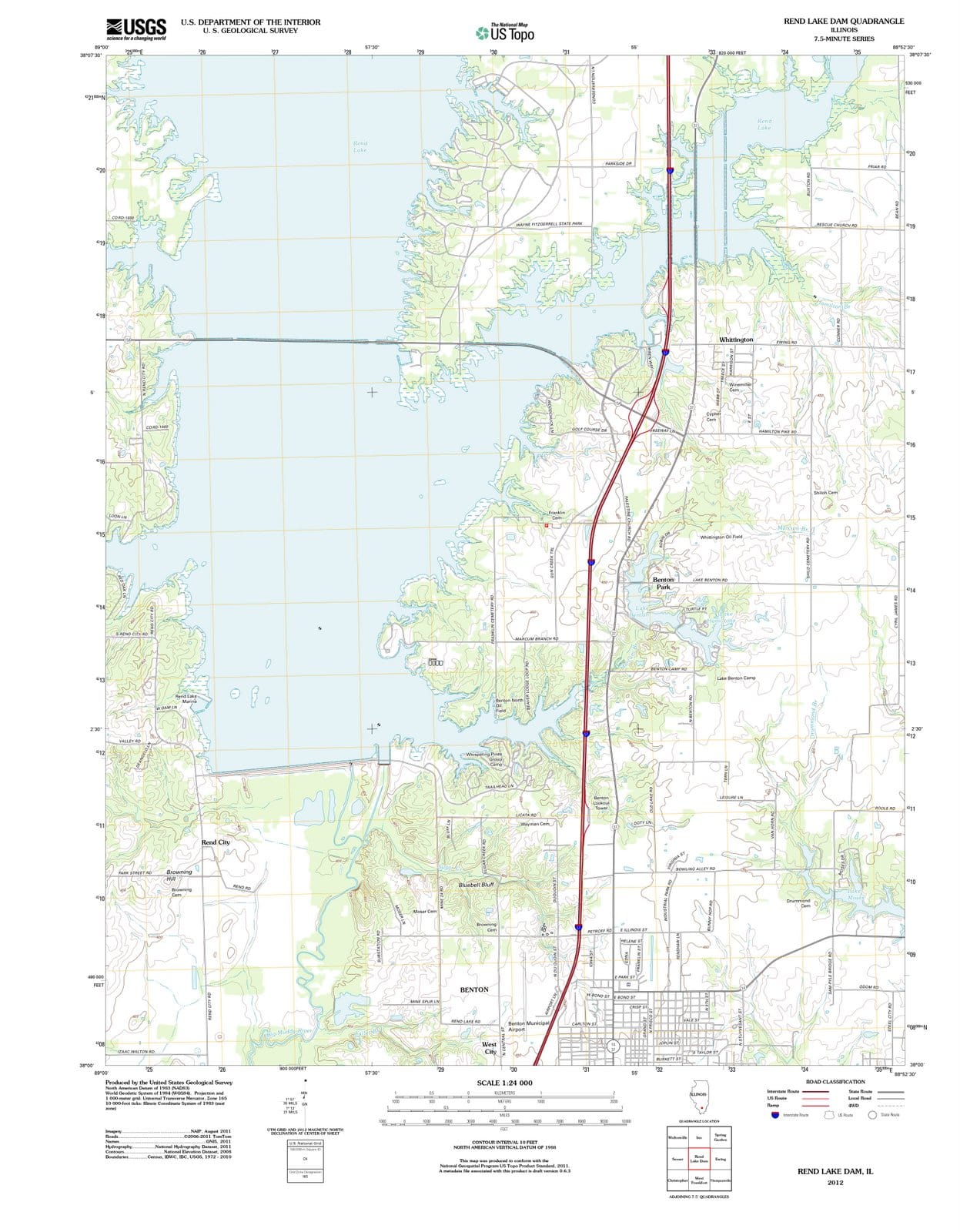 2012 Rend Lakeam, IL - Illinois - USGS Topographic Map