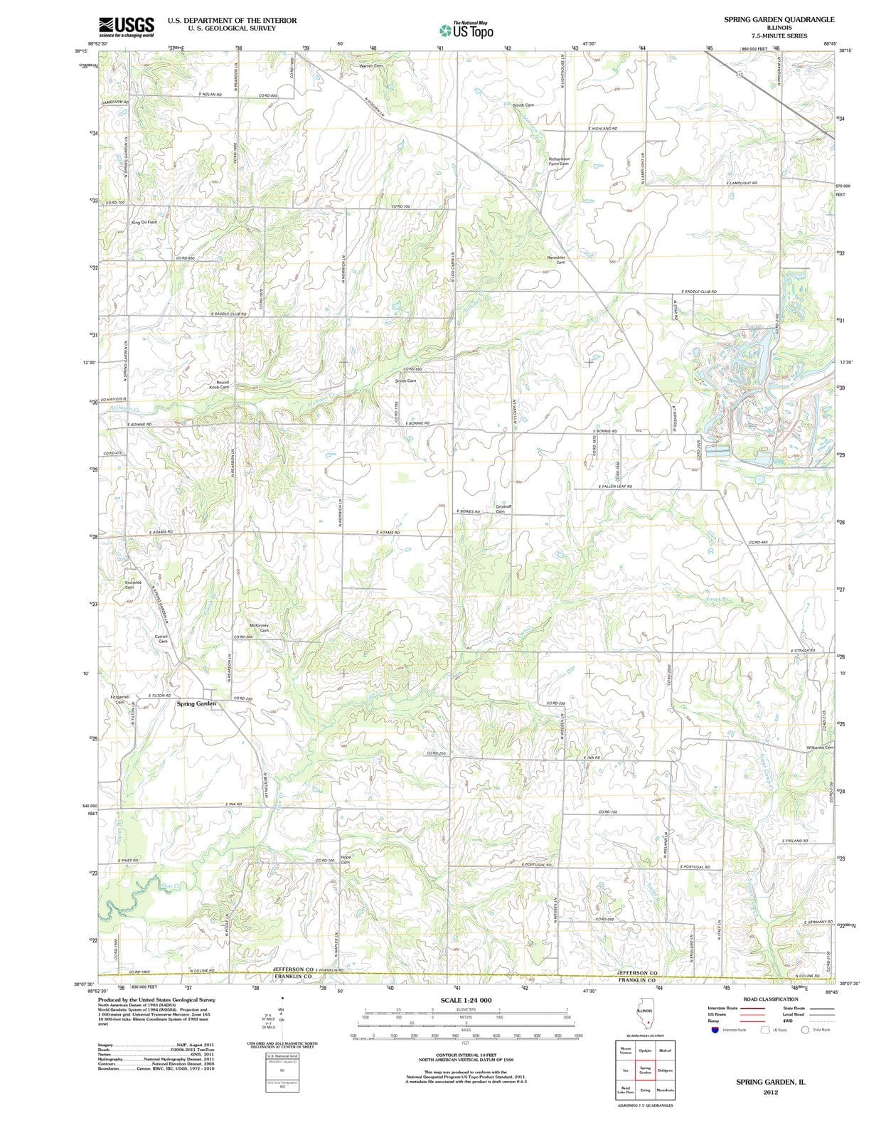 2012 Spring Garden, IL - Illinois - USGS Topographic Map