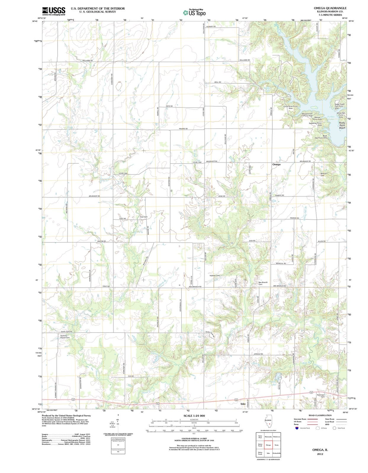 2012 Omega, IL - Illinois - USGS Topographic Map