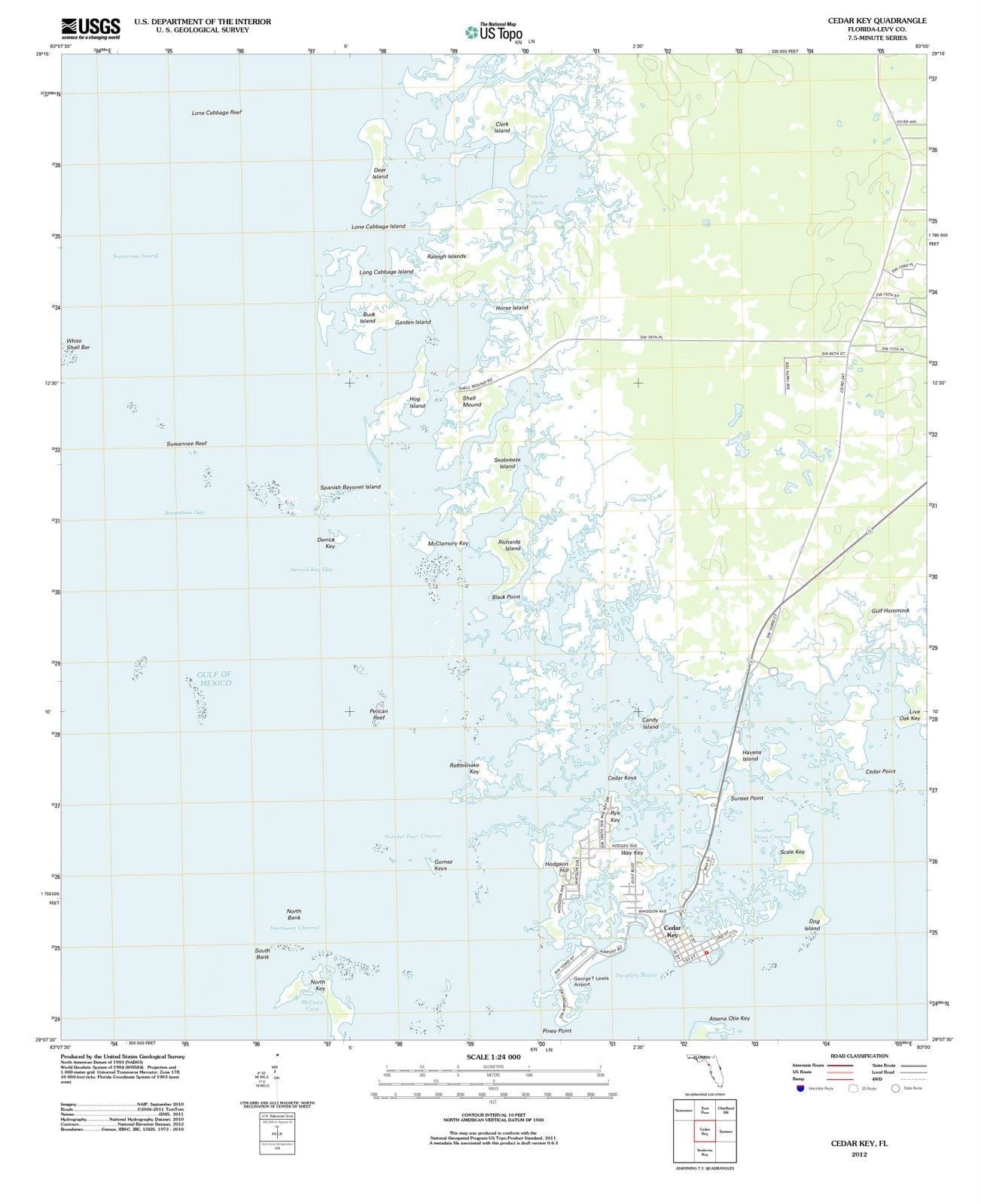 2012 Cedar Key, FL - Florida - USGS Topographic Map