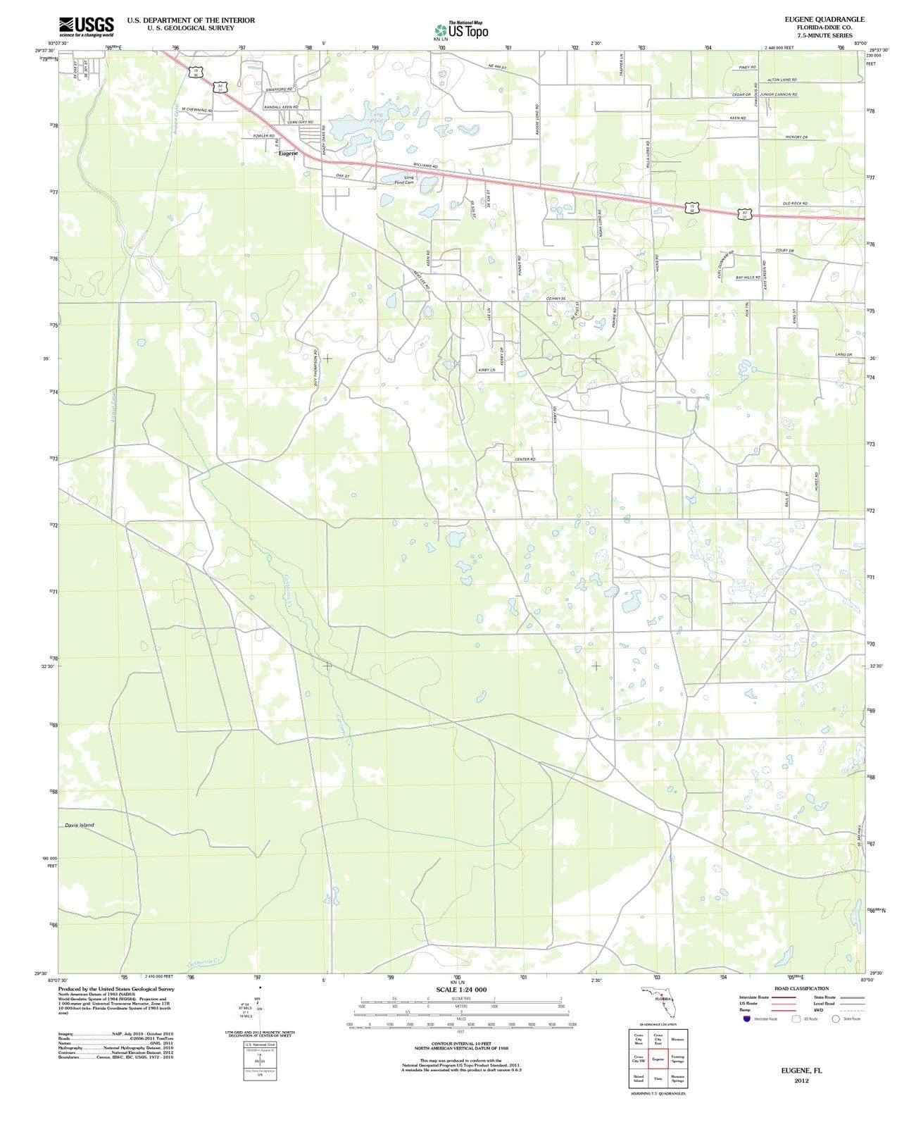 2012 Eugene, FL - Florida - USGS Topographic Map