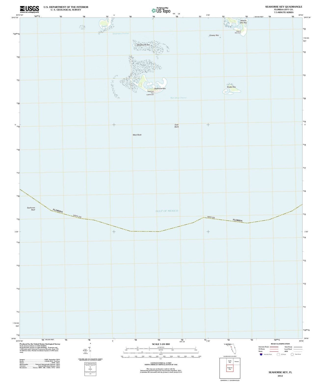 2012 Seahorse Key, FL - Florida - USGS Topographic Map
