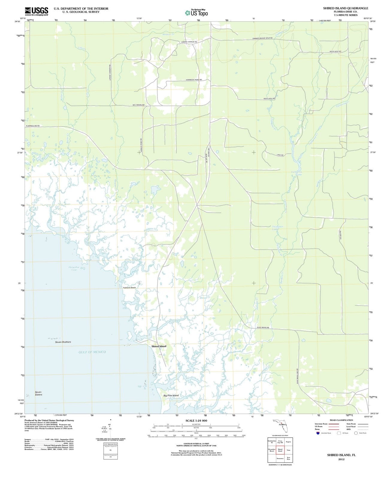 2012 Shired Island, FL - Florida - USGS Topographic Map