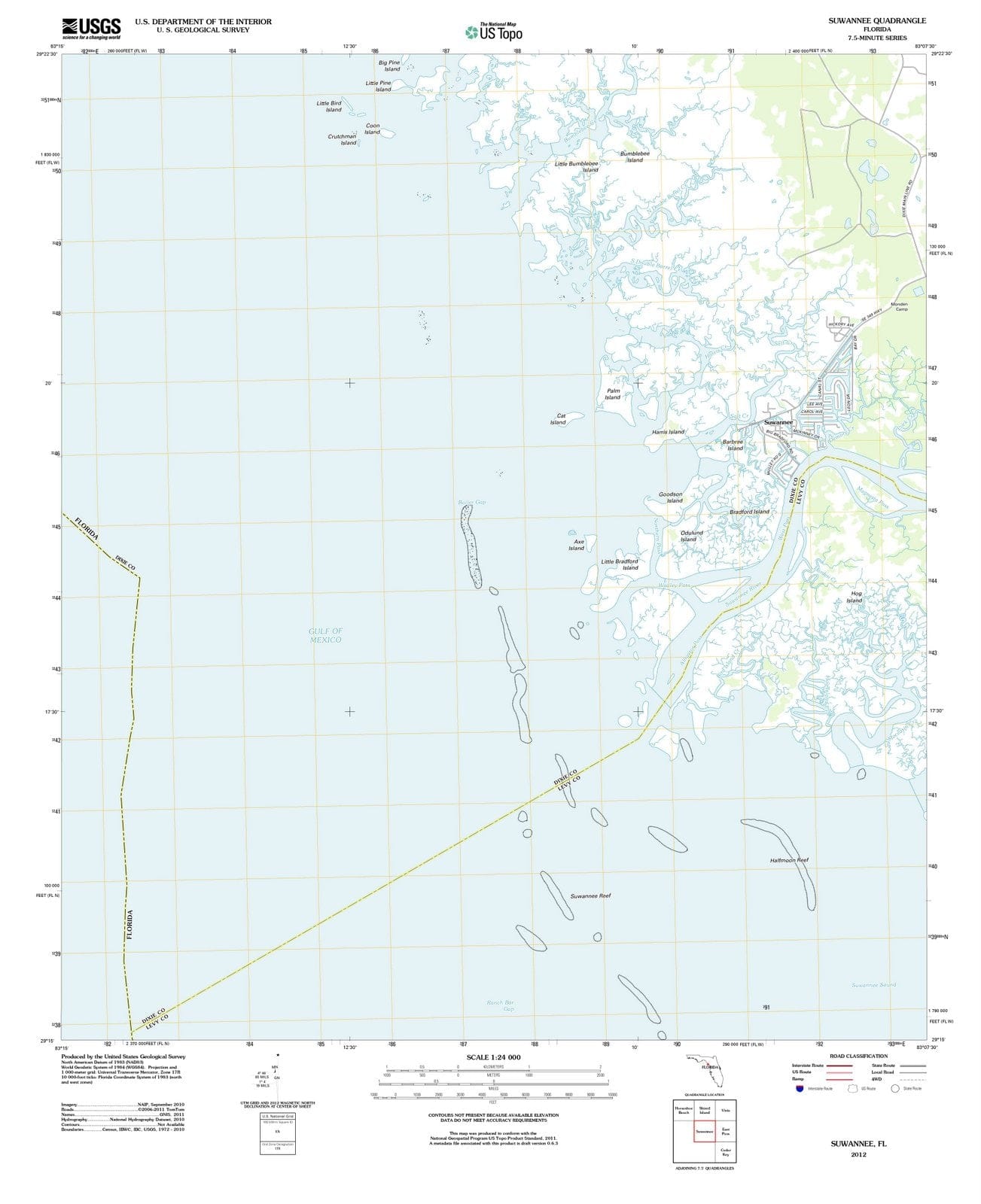 2012 Suwannee, FL - Florida - USGS Topographic Map