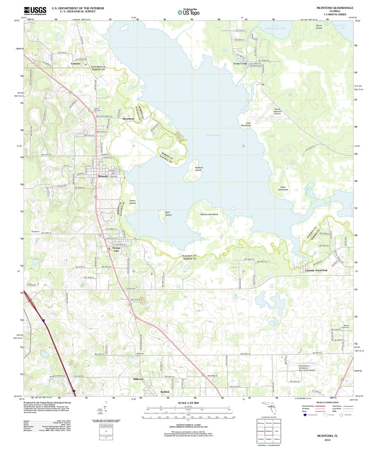 2012 McIntosh, FL - Florida - USGS Topographic Map