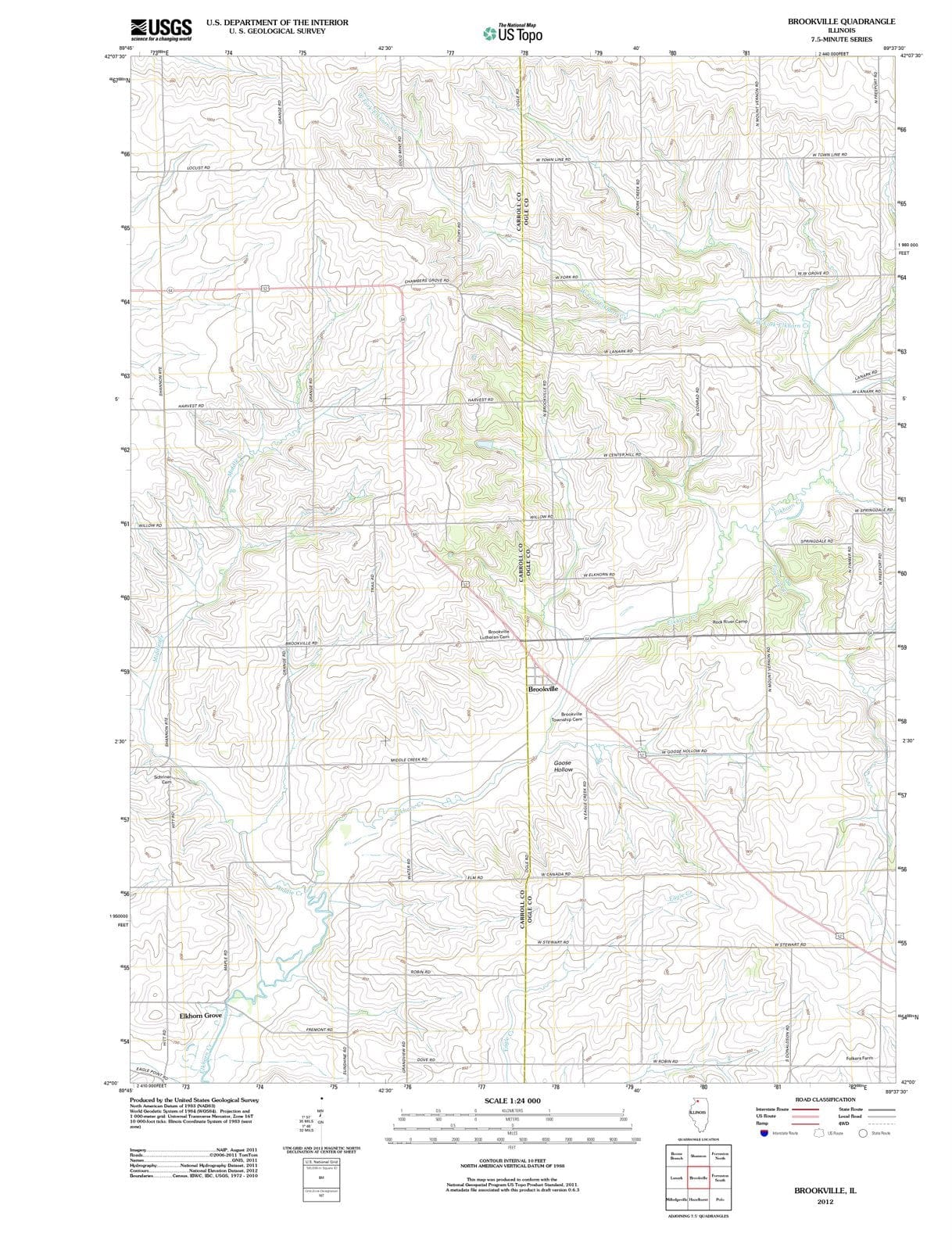 2012 Brookville, IL - Illinois - USGS Topographic Map