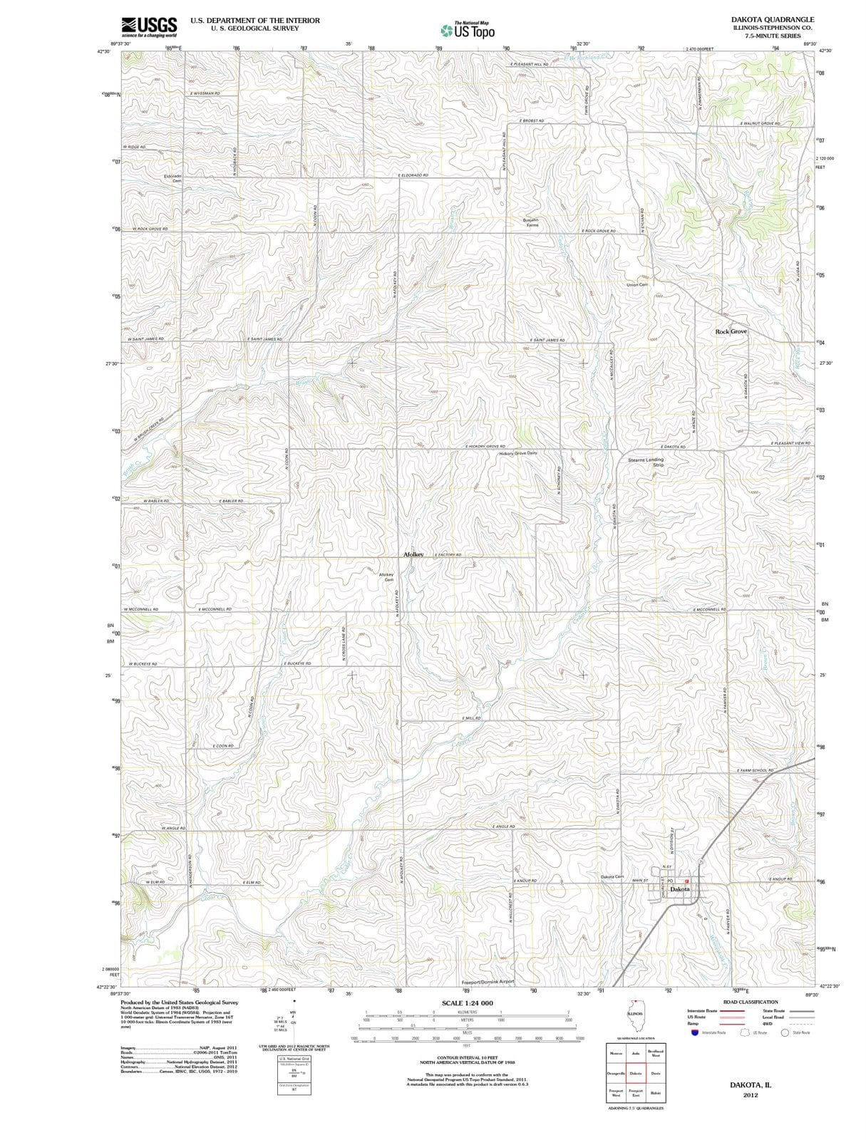 2012 Dakota, IL - Illinois - USGS Topographic Map