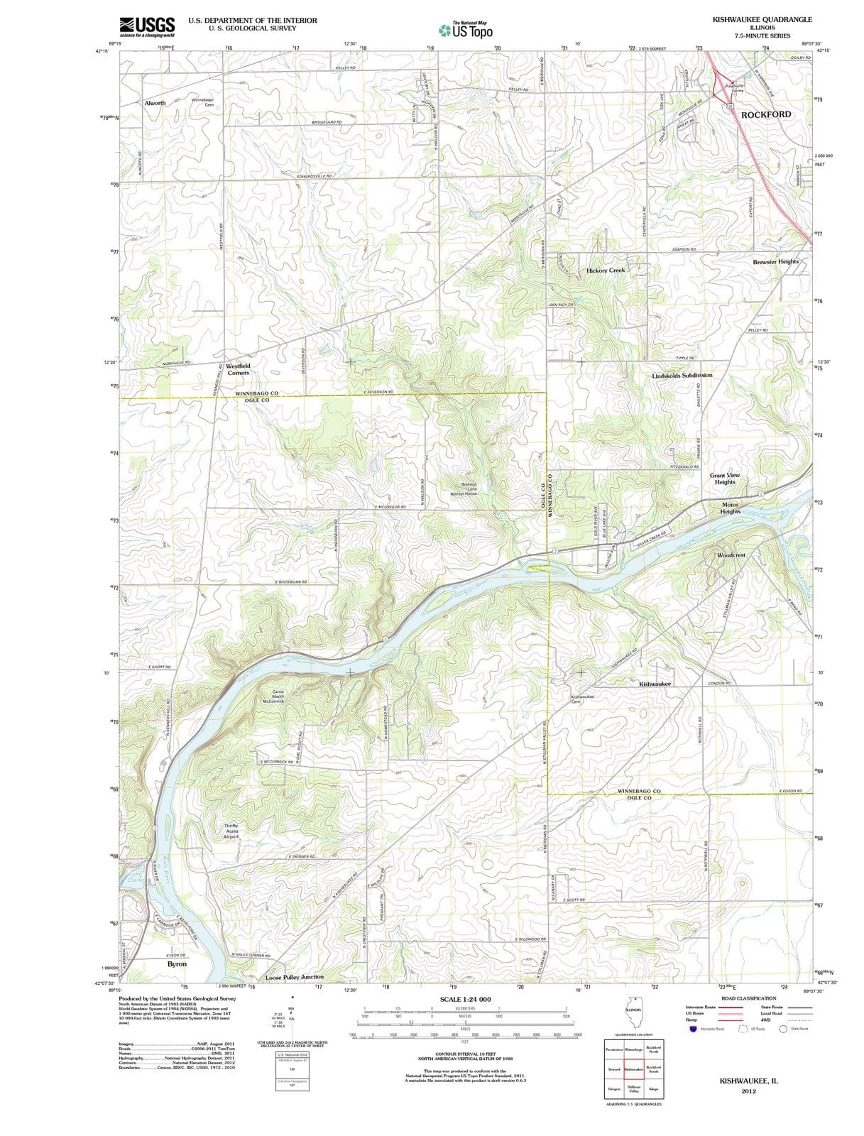 2012 Kishwaukee, IL - Illinois - USGS Topographic Map